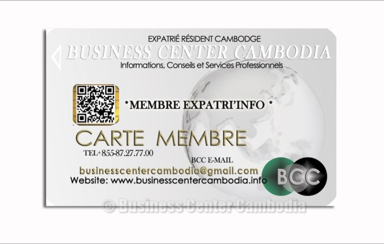 BCC Expatri’Info Membership – Resident expats in Cambodia Expatri' Info Member Card